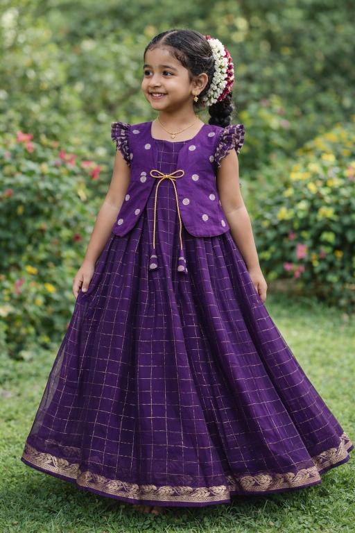 Prasanti Purple Coat-Gown Viscose Surat kids fashion suppliers